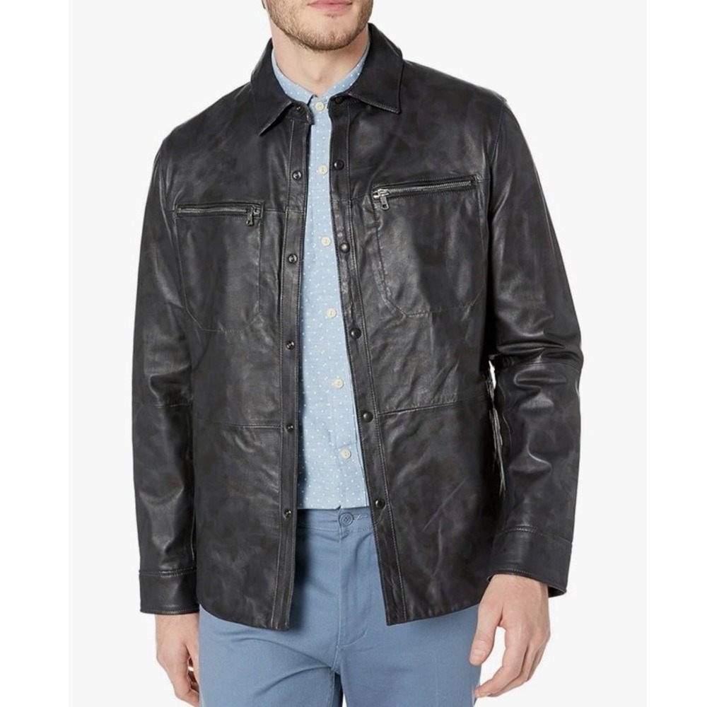 Robert Graham‎ 100% Genuine Lamb Leather Shirt Jacket - Black - Size M